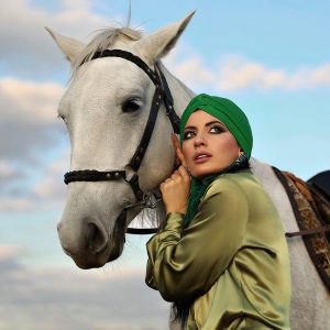 woman, model, horse